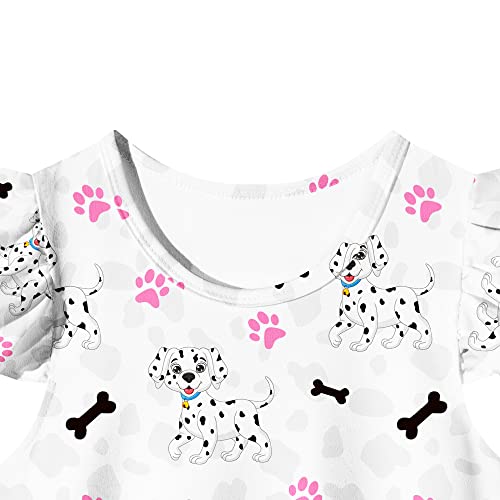 Lqsz Girls Nightgowns Spotted Dog Nightdress Nightie Sleepwear Pajamas Flutter Short Sleeves Nightgowns For Little Girls 7 8T #TOP7