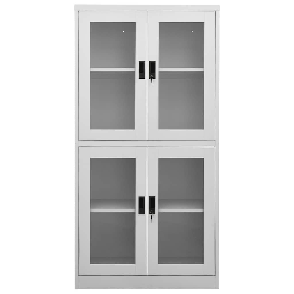 Armoire de Bureau 4 Portes 90x40x180 cm Acier Gris avec Serrures