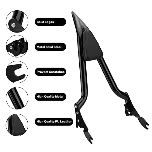 Vg Moto 26 Inch Motorcycle Backrest Sissy Bar Detachable Passenger Assembled Backrest Rear Pad Compatible With Harley Touring Models 2009-2023 Road King Street Glide Electra Glide Road Glide #TOP5