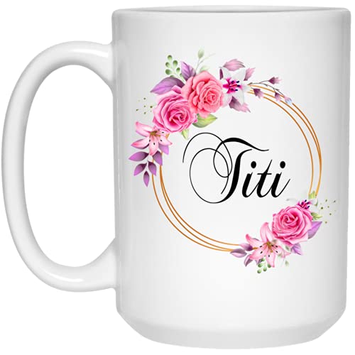 Gavinsdesigns Titi Flower Novelty Coffee Mug Gift For Mother's Day - Titi Pink Flowers On Gold Frame - New Titi Mug Flower - Birthday Gifts For Titi - Titi Coffee Mug 15Oz, Mug-Fzp72Nuxp8-15Oz #TOP21