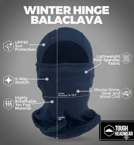 Image of Tough Headwear Balaclava Ski Mask - Breathable Face Mask for Men - Flexible Hinge Full Face Cover - Windproof Motorcycle Gear