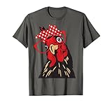 cute Women Girl Chicken With Bandana Headband and Glasses T-Shirt
