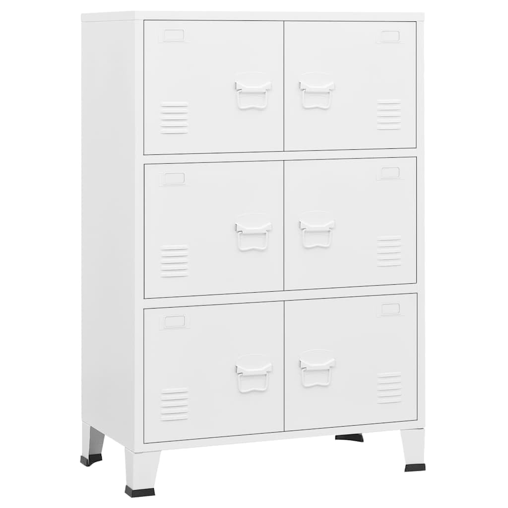 vidaXL Coffre de Rangement Industriel Armoire de Rangement Étagère Stockage Meuble de Bureau Maison Intérieur Blanc 75x40x115 cm Métal