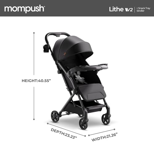 Mompush T3500M Lithe V2 Lightweight Stroller + Snack Tray, Ultra-Compact Fold & Airplane Ready Travel Stroller thumb #7