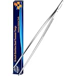 JETKONG 16-Inch Kitchen Tweezers Fine Tweezer Tongs Extra-Long Stainless Steel Cooking Tweezers (Point-Tips)