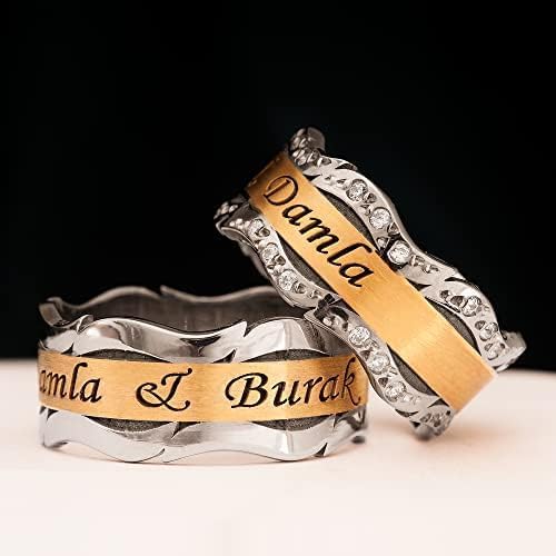 Silber Ehering Sets 925 Sterling Silber Paar Ehering Set Personalisiert Mann und Frau Silber Ehering Set