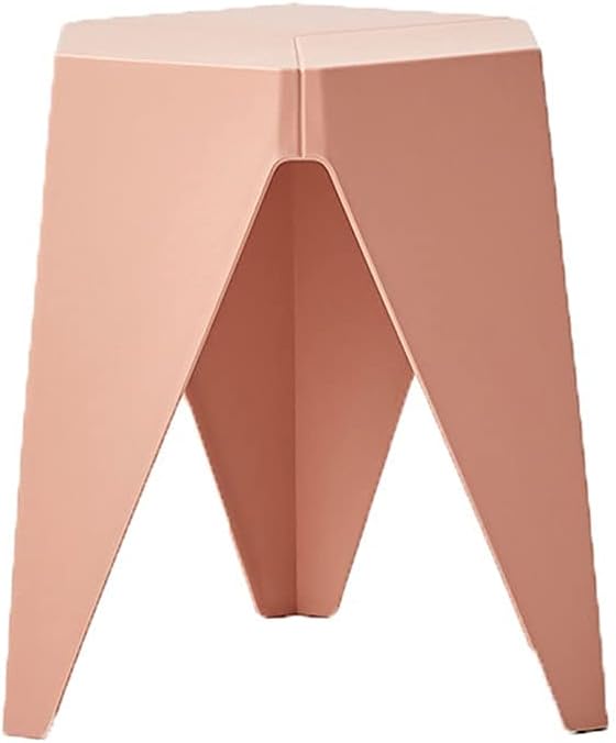 Minimalist Fashion Creative 2 Pack Plastic Stool Square Stool Stackable Triangle High Stool Small Stool Shoe Replacement Stool for Living Roomcasual/Pink