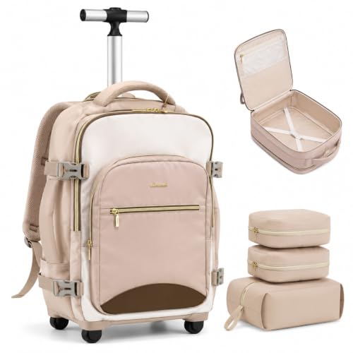 Image of LOVEVOOK Rolling Backpack with Wheels, Carry On Luggage for Women