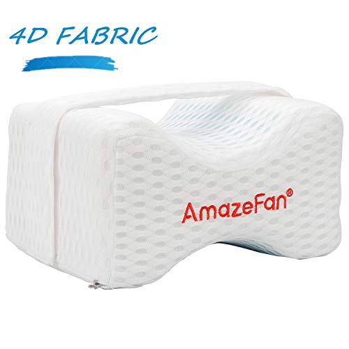 AmazeFan Knee Pillow, Orthopedic Leg Pillow Use 4d Air Mesh Fabric&Slow Rebound Memory Foam with Removable Cover, Relieve Back Pain