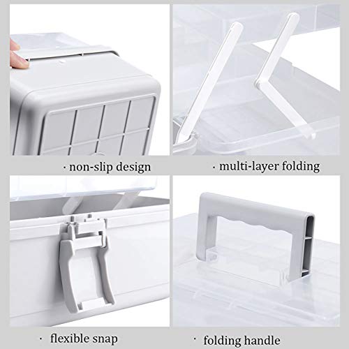 Craft Supply Storage Box, 3-Layer Clear Plastic Medicine Storage Box/Tool Box Multipurpose Portable Storage Box/Sewing Box Handled Storage Case For Art Craft And Cosmetic School Supply, Office Supply #TOP4