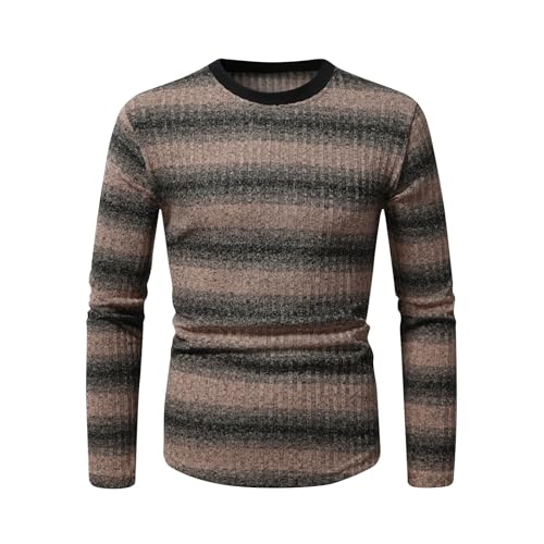 Men's Striped Crew Neck Sweater Long Sleeve Pullover Sweaters Slim Fit Knit Sweater Casual Pullover Warm Winter Tops