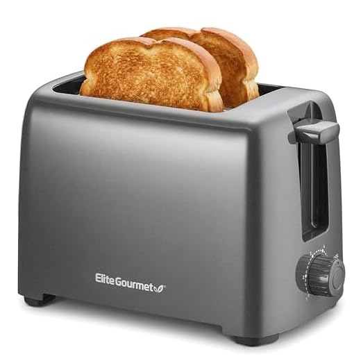 Elite Gourmet ECT1027G Cool-Touch 2 Slice Toaster, 6 Toast Settings & Cancel Function, Extra Wide 1.25” Slots Easily Fits Breads, English Muffins, Bagels & Waffles, Gunmetal Gray