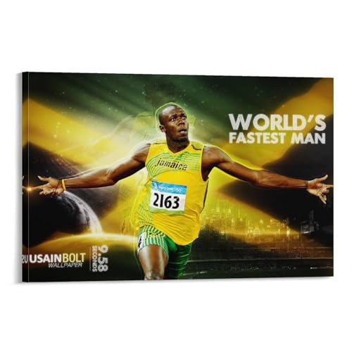 REDCHAMBER Póster de los ganadores del campeonato de atletismo jamaicano Usain Bolt, póster artístico para pared, lienzo de desplazamiento, cuadro de pintura para sala de estar, decoración del hogar,