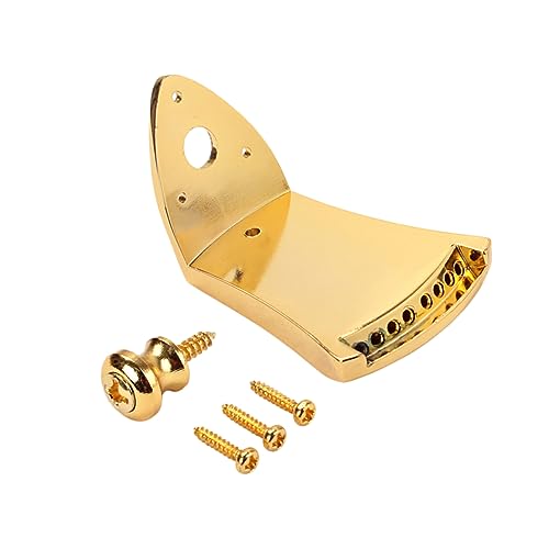 Totority Metal Triangle Tailpiece for 8 String Mandolin Guitar Part Replacement Golden Finish