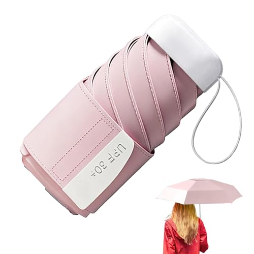 Mini paraguas de viaje – Parasol plegable resistente al viento | Resistente a la lluvia y al sol protección UV, para mujer, mochila de bolsillo, bolso de verano, playa, diario, viajes, escuela, ligero