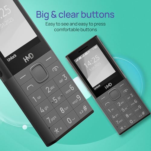 Image of HMD 150 Music Keypad Mobile with Bluetooth | Built-in Powerful Loud Speaker & Dedicated Music Buttons | 2500 mAh Big Battery & Type C Fast Charger | Built-in UPI App with Scan & Pay | Dark Grey