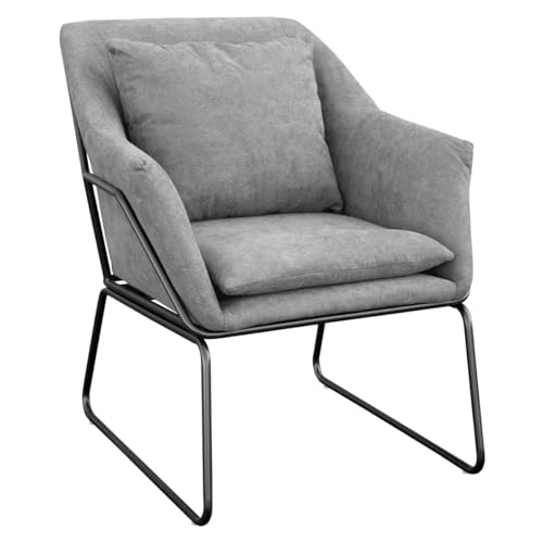 SVITA Josie Loungesessel gepolstert Indoor Polsterstuhl mit Armlehne Metallgestell Stoffbezug Einzelsofa modern Hellgrau SVITA Josie Loungesessel gepolstert Indoor Polsterstuhl mit Armlehne Metallgestell Stoffbezug Einzelsofa modern Hellgrau