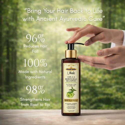 Image of Khadi Utkrisht Amla & Bhringraj Hair Shampoo for Hair Growth & Hair Fall Control | Herbal Shampoo for Strong, Thick & Healthy Hair | Suitable For All Hair Types- 200ML