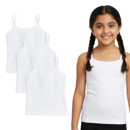 Image of YouGotPlanB Cotton Padded Camisole | Pack of 3 | Ages 8-16 Years | Built-in Light Padding | Full Coverage | Ideal for School