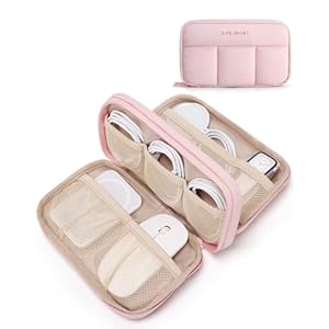 BAGSMART Electronics Organizer Travel Case, Cord Storage for Chargers Cables Phones, Compact Tech Accessories Pouch, Pink