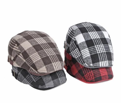 Image of Quanhaigou Unisex Denim Newsboy Hats Flat Ivy Gatsby Cabbie Driving Berets Hat Cotton Dad Cap for Men Women