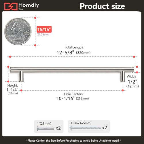 Image of homdiy 7-1 /2in Cabinet Pulls Brushed Nickel Cabinet Door Handles 25Pack - HD201SN Cabinet Handles Stainless Steel Modern Drawer Pulls for Dresser Drawer Pulls