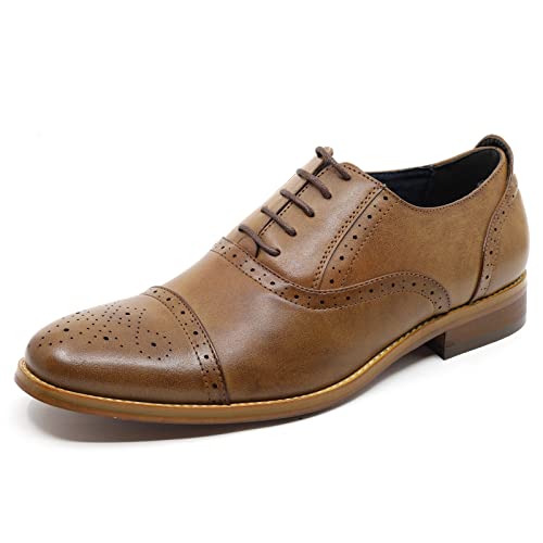 Metrocharm MC602 Men's Lace Up Cap Toe Perforated Classic Dress Shoe