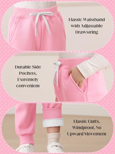 Image of Resinta 3 Pack Toddler Girls' Fleece Pants Baby Casual Pull On Active Sweatpants Warm Joggers with Pockets Drawstring