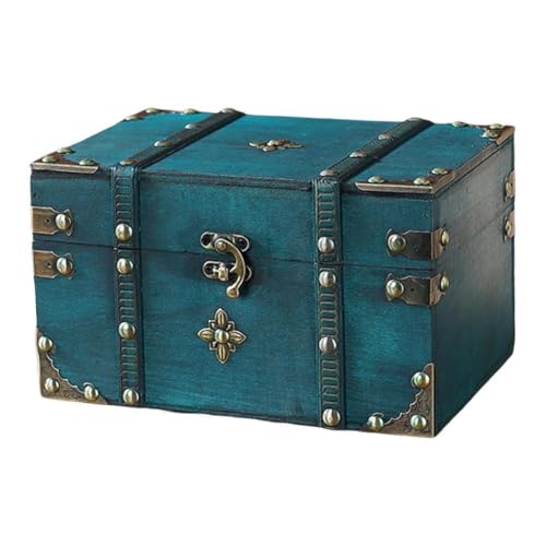 Kivivaka Caja de almacenamiento de escritorio de madera retro con cerradura, llave y contraseña, joyas, pendientes, collares, color morado y verde para A