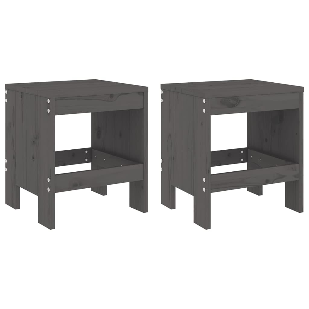 Fengshui Taboret ogrodowy 2 szt. szary 40 x 36 x 45 cm lite drewno sosnowe