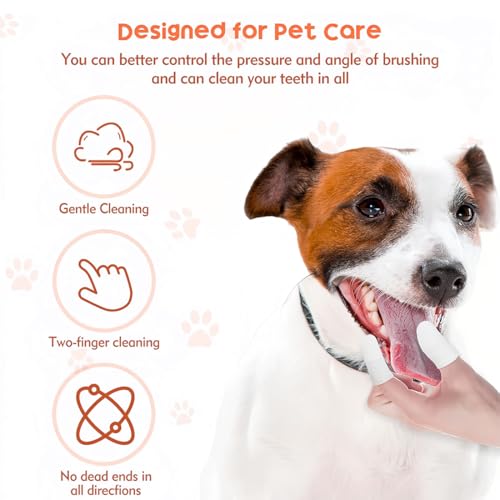 Hundezahnbürste Fingerling Wiederverwendbar, Haustierzahnbürste aus Strickgewebe，Pet Finger Zahnbürste, Anti-Plaque Finger Hund, Effiziente und Saubere Fingerlinge Hunde Zahnpflege（20 Stück）