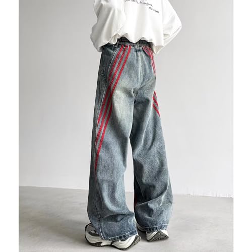 Baggy Jeans Men Y2k Striped Jeans Men Relaxed Fit Washed Stripe Wide Leg Streetwear for Skater Denim Pants Casual3