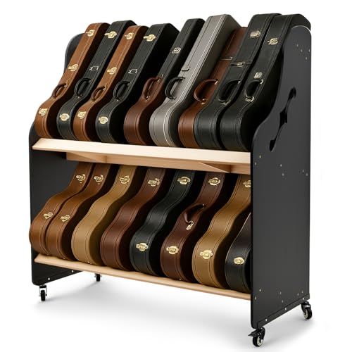 AceOrbit Double-stack Guitar Case Rack Double Decker Shelves for Multiple Guitars Space-saving for...