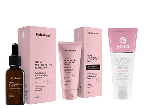 Kit Top Clareador Facial + Hidratação Vitaminac 10% + Fps 70