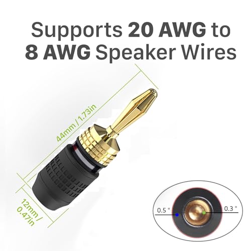 Banana plugs sin tornillos 24k chapados oro 10 pcs miniatura 3