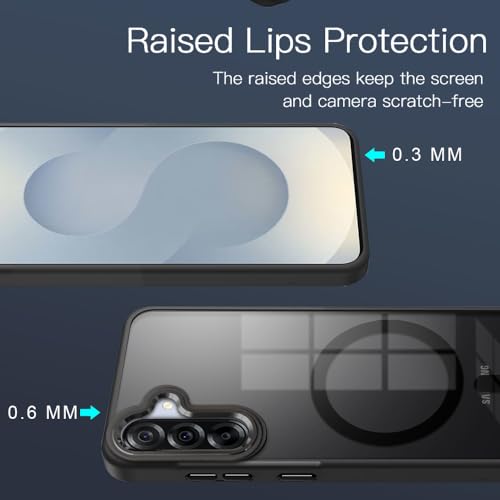 Image of KARWAN Translucent Hybrid Back Case Cover Compatible with Samsung A36 Shockproof Case with Camera Protection, N52 Magnet Cover Case with Magnetic MagEaze Wireless Charging Cover (Black)