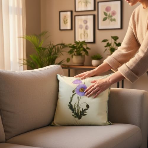 Image of Vintage Garden Medley Cushion Cover Floral Printed Cotton Decorative Throw Pillow Cover with Hidden Zipper for Sofa Couch Bed Living Room 16 x 16 Inch Pack of 1