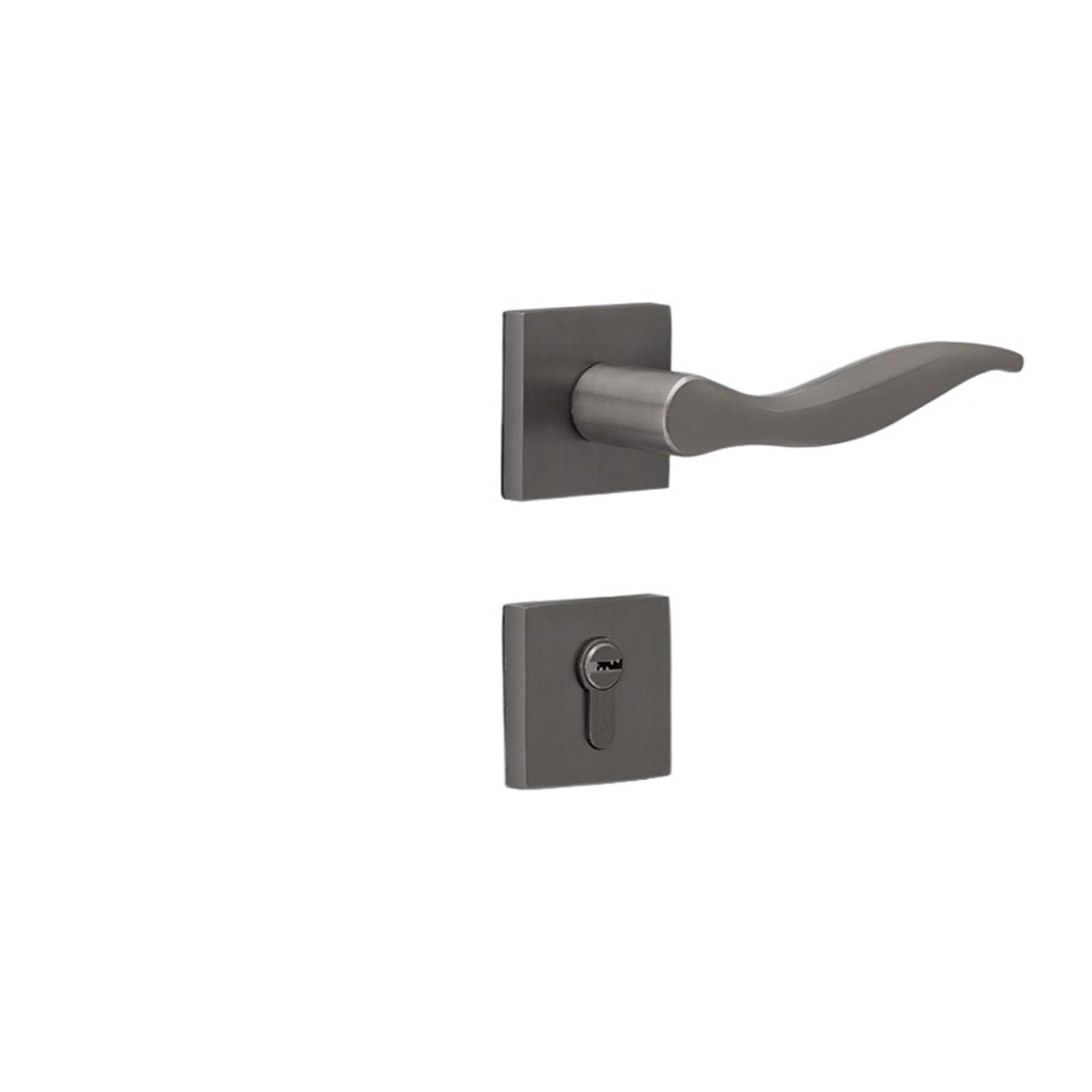 Serrure de porte en cuivre pur au design de luxe moderne et minimaliste gris acier