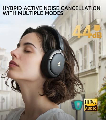 Image of Atom Max Hybrid Active Noise Cancelling Over-Ear Headphones - Hi-Res Audio with Microphone, Volume Control, 45H Playtime, Fast Charging, Bluetooth 5.4, App Customization, Foldable Headset, Black
