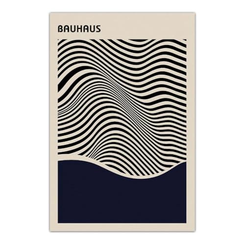 Affiche Bauhaus et tableau toile minimaliste abstrait, triptyque décoration salon - 6