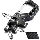 Hephis Skull Heavy Duty Key Chain Metal All - in - One Keychain with Key Organizer, Bottle Opener, Flat - Head Screwdriver & Can Opener,Carabiner Car Key Chains for Men and Women(Black