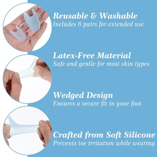 Image of LLOUSSAK 12Pcs Toe Separators for Women, Breathable Gel Toe Spacers for Men Bunions Relief, Silicone Toes Correctors for Overlapping Toes, Bigtoe Straightener, Toeprotectors for Bunion Pain (4L+8S)