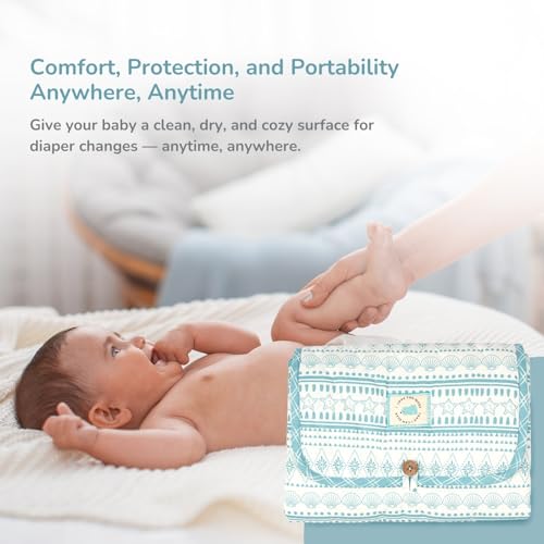 Image of Tidy Sleep Portable Diaper Changing Mat /Pad for Newborns & Infants Baby 0-24 Months Light Weight, Portable, Water Proof (Marine Meadow)