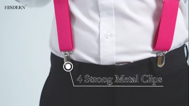 HISDERN Suspenders For Men X-Back 1.4″ Adjustable Elastic Suspender Braces Strong 4 Clips For Work Trousers Wedding(B1-purple) - HISDERN
