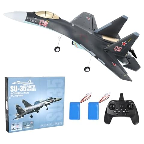 qorkhogr 2.4GHz RC Airplane,4 Channel Remote Control Glider,Easy to Fly RC Fighter with Light 6-Axis Gyro Remote Control Jet Aircraft for Adult Kids Beginner Grey Cover