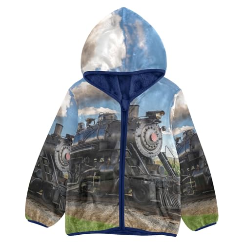 Image of Boys Fleece Jacket Hooded Autumn Winter Long Sleeve Thick Warm Outerwear;3-10 Years Kids Cute Fuzzy Jacket