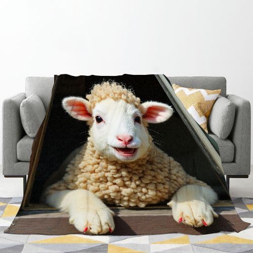 Manta Polar 220 x 240 Oveja Blanca Adulto, Mantas para Cama 105 de Franela Cálida y Cómoda para Niños y Adultos, Mantitas para Sofá Reversible para Cubre Sofa Colchas, Fácil de cuidar