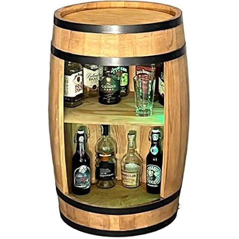 weeco Holzfass USB Eichenfarbe.Weinregal Design Hausbar 81cm, Weinschrank aus Holz RGB Beleuchtung.Whisky und Bier Geschenke Cover
