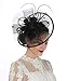 Produktbild Lucky Leaf Fascinator Damen Mädchen, Haarspange/Clip, Hut mit Feder, für Cocktail, Hochzeit, Teeparty, Kirche usw Gr. 85, 1-schwarz