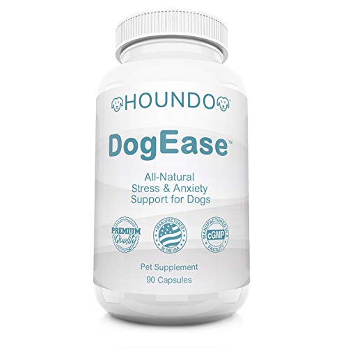 HOUNDO DogEase Dog Calming Aid, Stress & Anxiety Relief for Dogs, Made in The USA with Ashwagandha, Chamomile, and L-Theanine - Safe, Effective, and Veterinarian Approved for Fast Calming